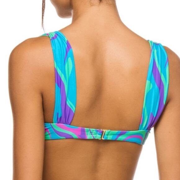 WeWoreWhat CLAUDIA Underwire Blue Purple Tanga Bikini Size LARGE - Picture 4 of 13